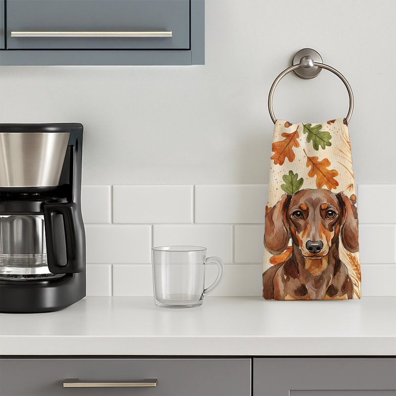 Serviette de cuisine tricolore Sheltie, Teckel chocolat et brun clair