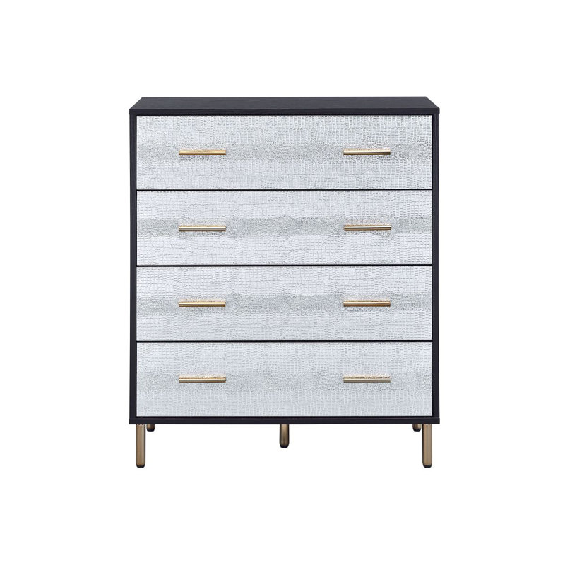 Commode noire, commode en argent doré