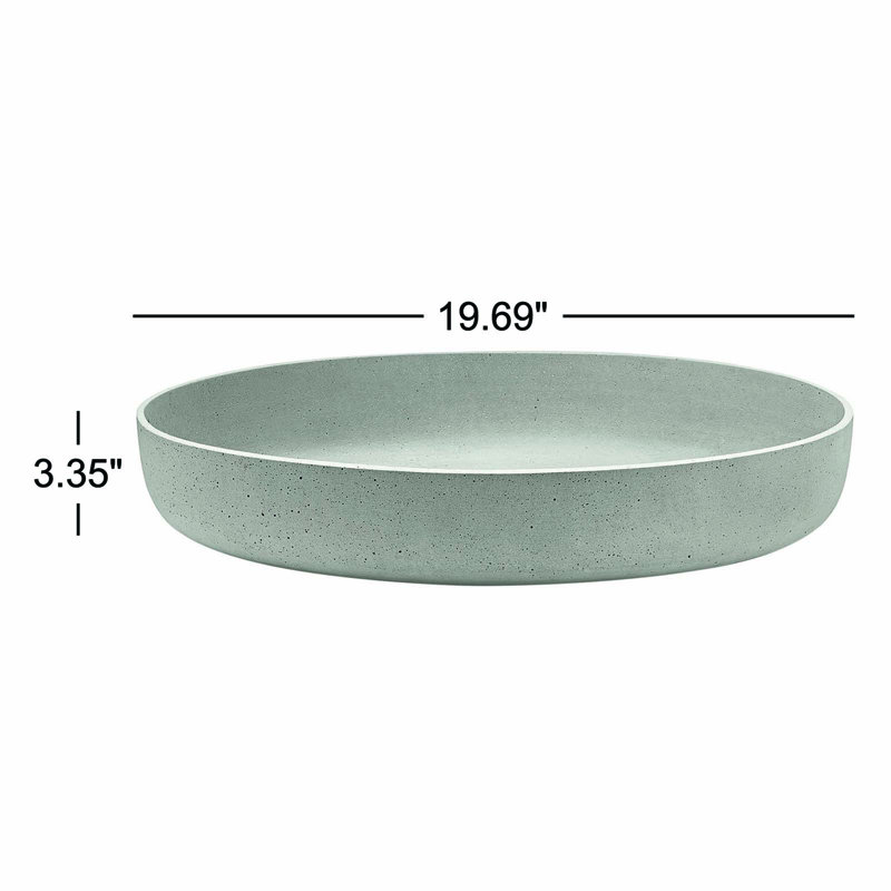 Moon Stoneware Modern & Contemporary Decorative Plate in Concrete, 3.35" H x 19.69" W x 19.69" D