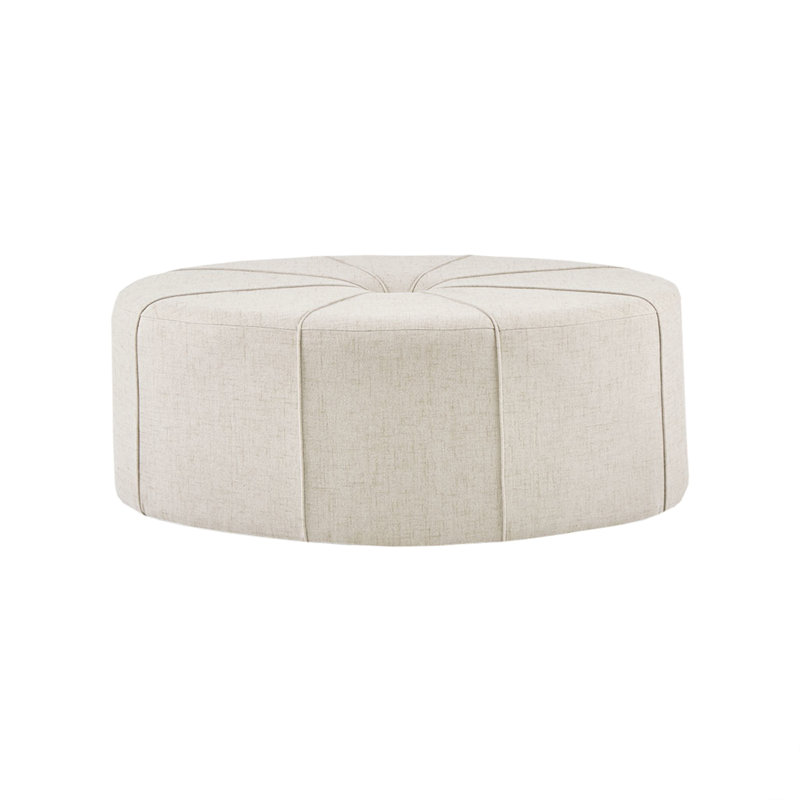 Repose-pieds crème - 48 po, tissu, bouton, épais, meubles de salon, sans assemblage l 48,5 po x P 32,5 po H 18 po, bordure, facile à nettoyer