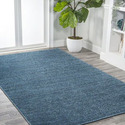 Asalah Solid Low-Pile Turquoise Rug