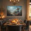 «Red Glowing Red Eyes Scarecrow in Cornfield Halloween», art mural sur toile-1267618513