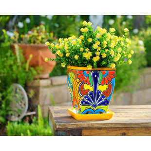 Nooralam Handmade Mexican Talavera Extra Large Ceramic Owl Flower Pot  Planter