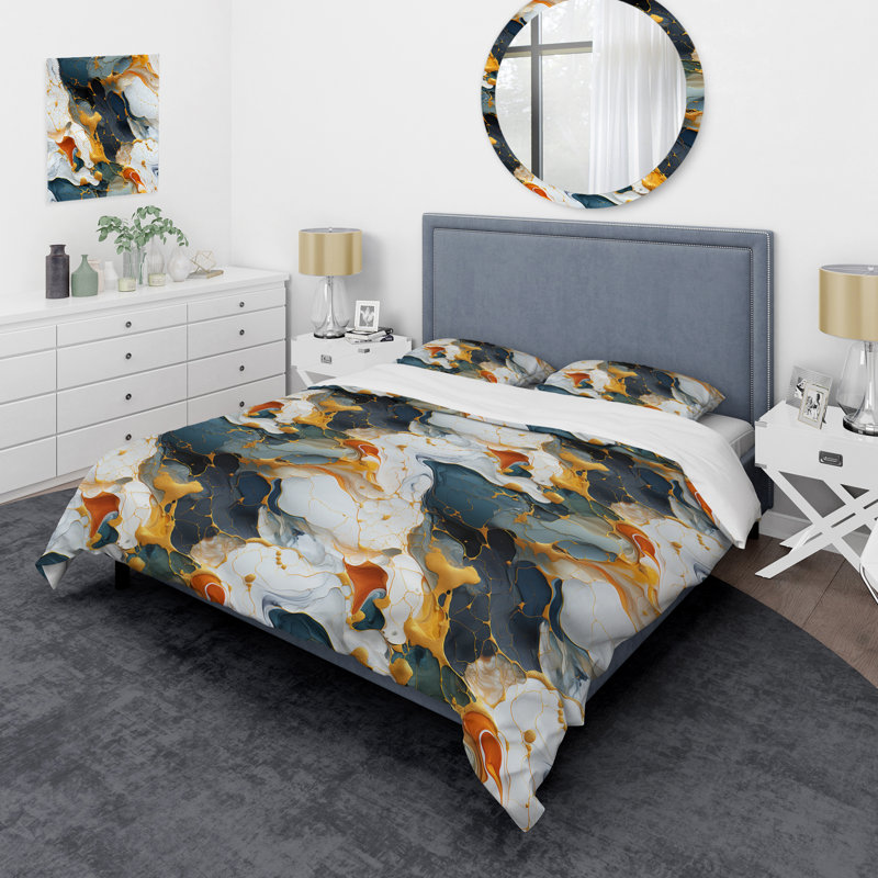 Ensemble de housse de couette en marbre Urban Retreat Marble Pattern II, Housse de couette pour très grand lit et 2 très