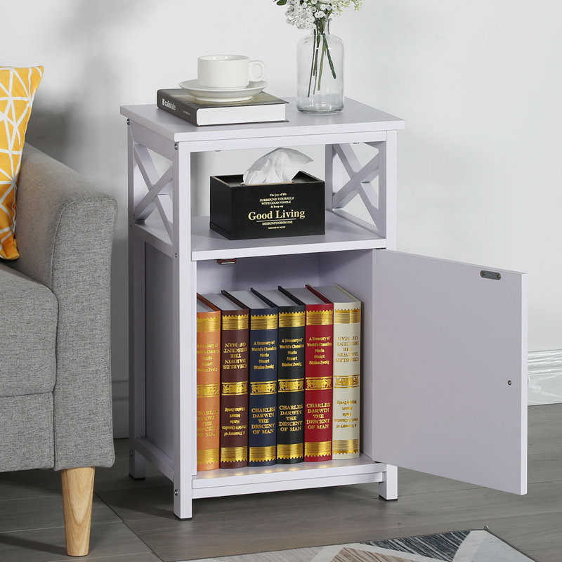 Blevens 16'' W Metal Nightstand, White, Individual