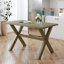 Ensemble de 3 tables de salle à manger en bois rustique avec 2 bancs rembourrés-192392341-192392340