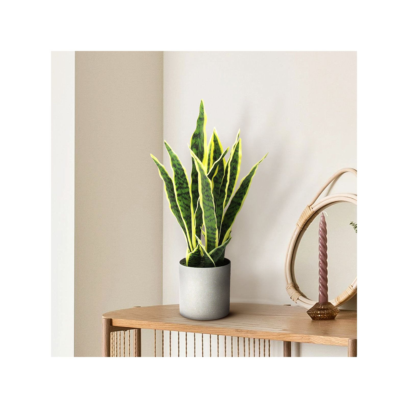 Artificial Sansevieria Snake Plant in Pot, 18'' H x 9'' W x 6'' D