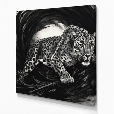 Big Cats Leopard Gray Canvas Wall Art