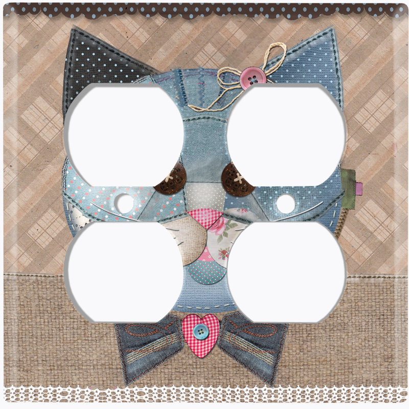 Plaque murale à 4 interrupteurs patchwork en denim bleu Patchwork