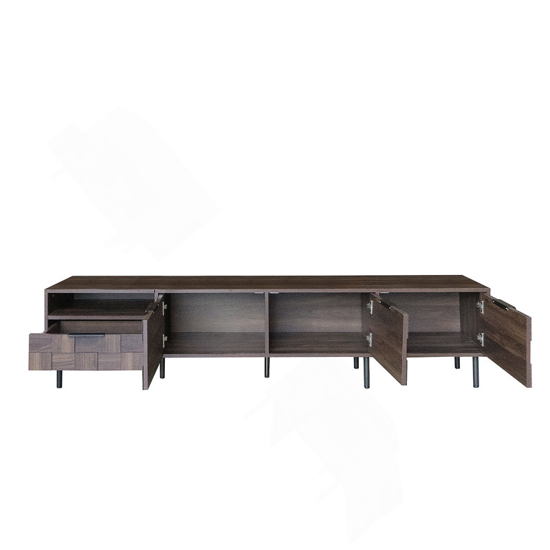 Meuble télé 78 po pour téléviseur de 65 pouces et plus de style Mid-Century moderne, console de télévision avec armoires de rangement pour le salon, espace de rangement