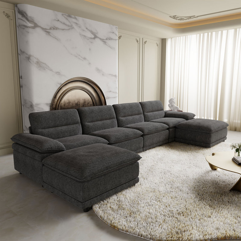 6-Piece 141'' Upholstered U-Shape Sectional