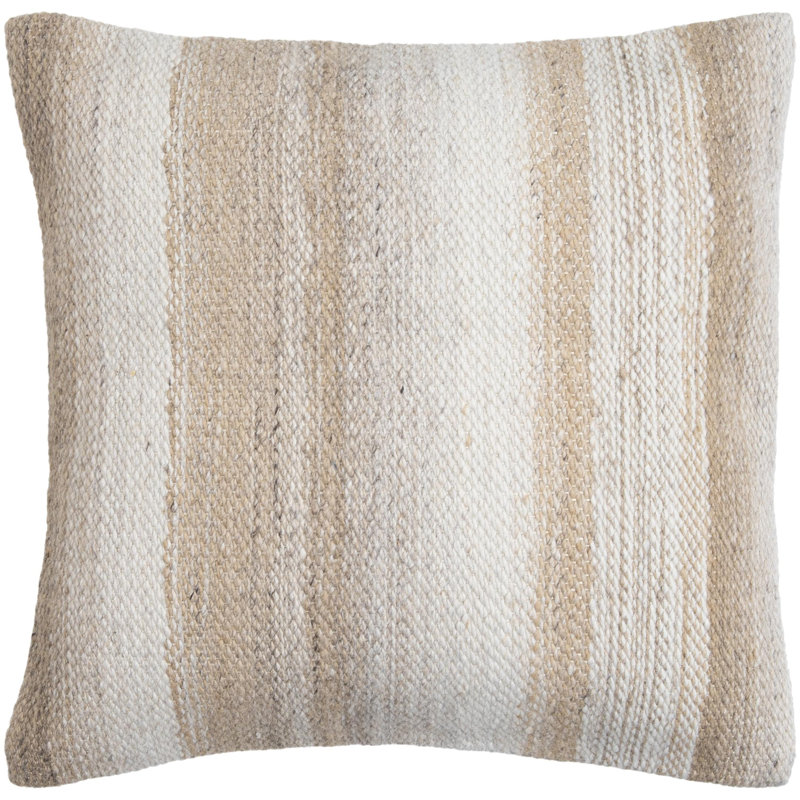 Coussin décoratif réversible intérieur / extérieur Terrain Striped, Duvet, H 20 po x l 20 po, Crème / Havane