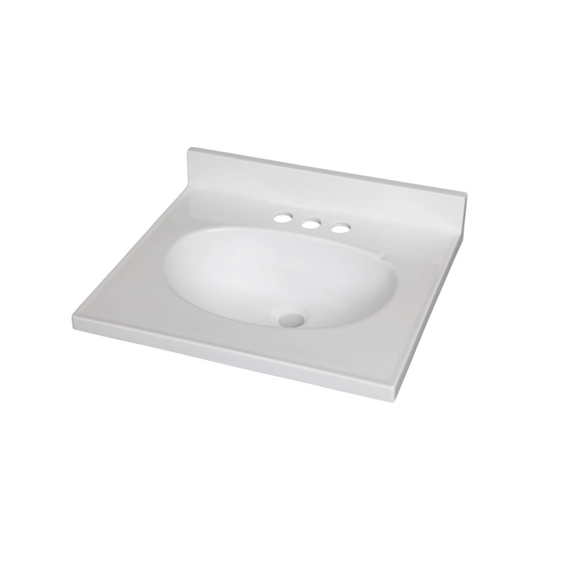 Plateau de meuble-lavabo simple 19 po en blanc avec lavabo