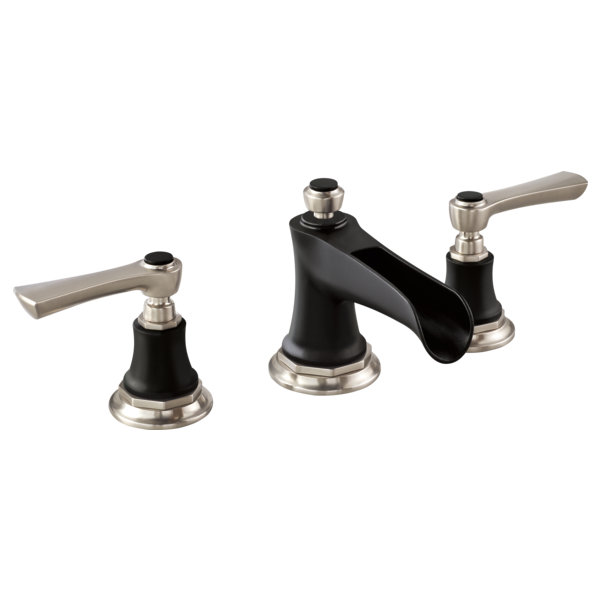 Rook® Widespread Bathroom Faucet with Drain Assembly, Luxe Nickel/Matte Black, 1.5, Lever
