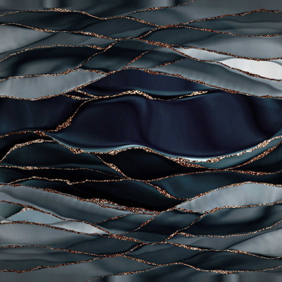 «Aleeya Utart Midnight Marble Deep Ocean Waves» par Uta Naumann - reproduction d'art sur toile tendue