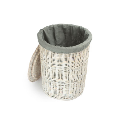 Wicker Round Laundry Hamper Basket with Lining