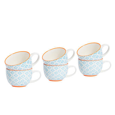 Nicola Spring - Hand-Printed Cappuccino Cups