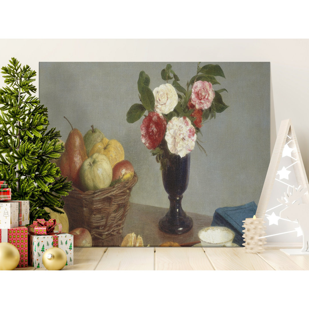Still Life Canvas Wall Art, Flowers and Fruit Print, Gallery Wrapped Canvas, Ready to Hang, Archival Ink, Modern Decor, Home Office Art