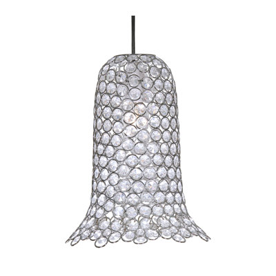 31.5cm H Glass Bell Pendant Shade ( Screw On ) in Silver