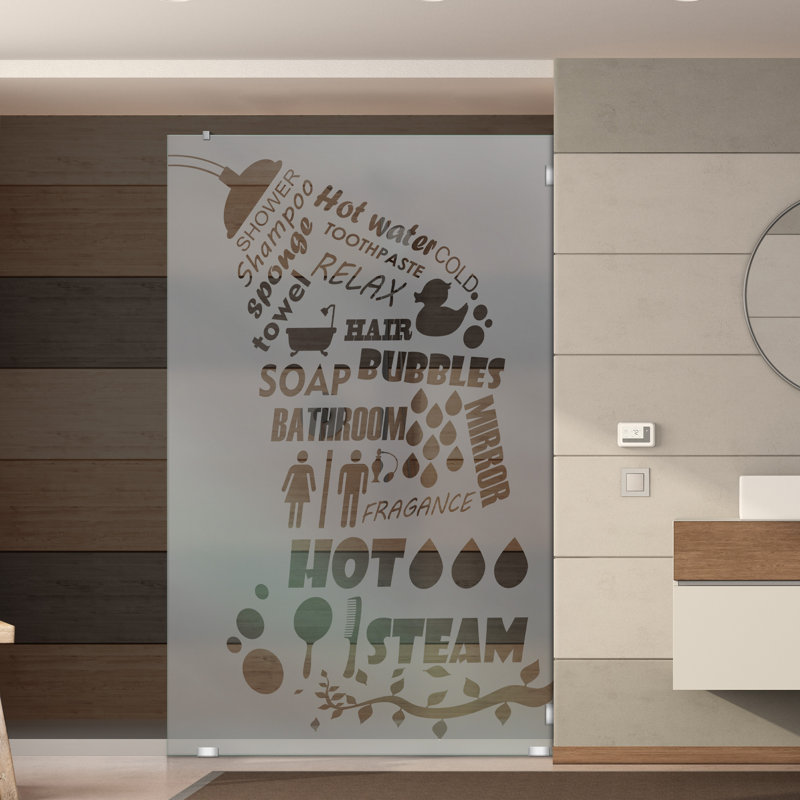 43-1/2 In W x 75 In H Tempered Glass Shower Panel with Long-Lasting Frosted Privacy Surface, Left, Semi-Private
