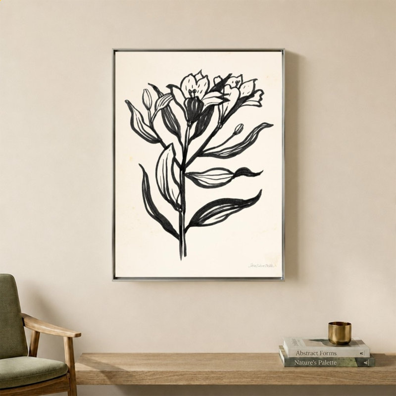 «Ink Flower I Cream» par Sara Zieve Miller - Impression sur toile