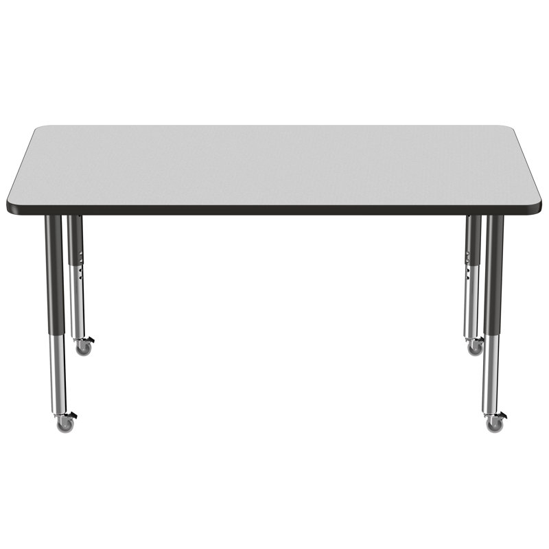Table d'activité rectangulaire à hauteur réglable en forme de T, Gris / Noir, Super, 36 po x 60 po