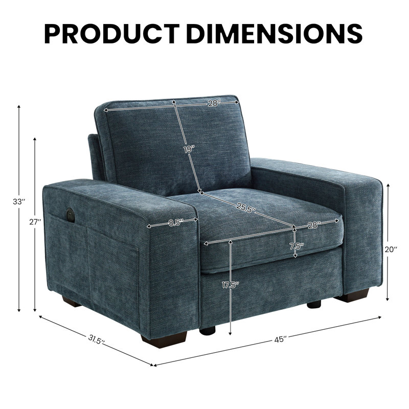 Canapé modulaire en chenille avec accoudoirs et espace de rangement amovible, Chenille bleu