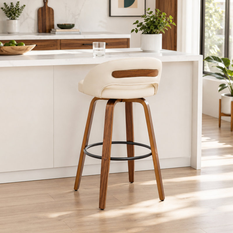 Tabourets de bar pivotants en simili cuir Lawrence, BEIGE, 29.92"