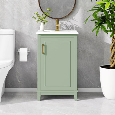 20" Bathroom Vanity With Ceramic Sink, Free Standing Single Basin Vanity Set With 1 Soft Closing Door & Ample Storage