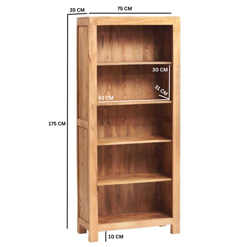 Adeliza 175cm H x 75cm W Solid Wood Standard Bookcase