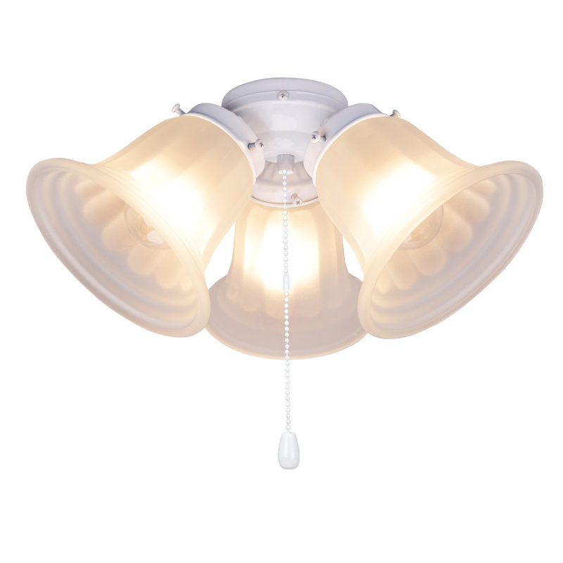 Ventilateur de plafond à 3 lumières, Peinte en blanc