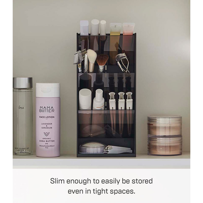 Yamazaki Home Sleek Black ABS Plastic Adjustable Makeup Organizer
