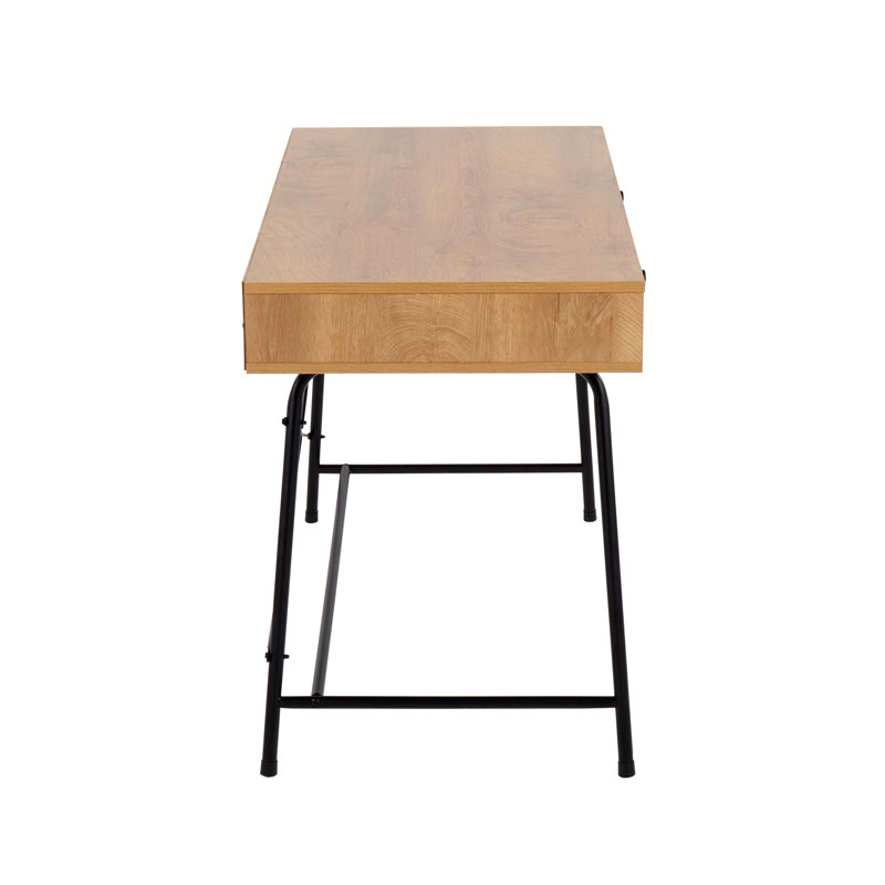Bureau, bureau industriel Casper en acier noir et bois brun