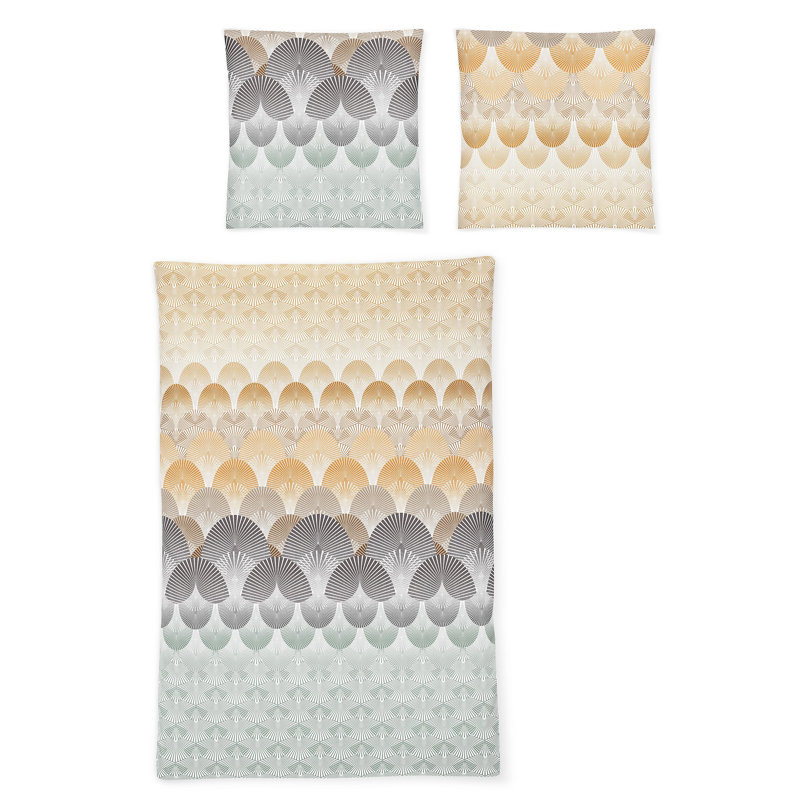 Beige/Grey Cotton Modern Contemporary Duvet Cover Set, 140 x 200cm Duvet Cover + 1 Pillowcase (70 x 80)
