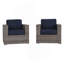 Fauteuil club en osier Sunbrella Gris