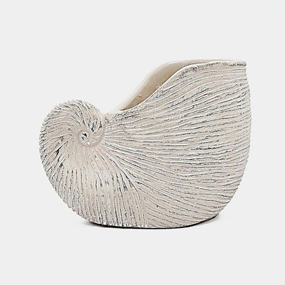 Pot à fleurs 8,5 x 5,5 x 6,3 po sable et ciment Nautilus avec finition texturée beige