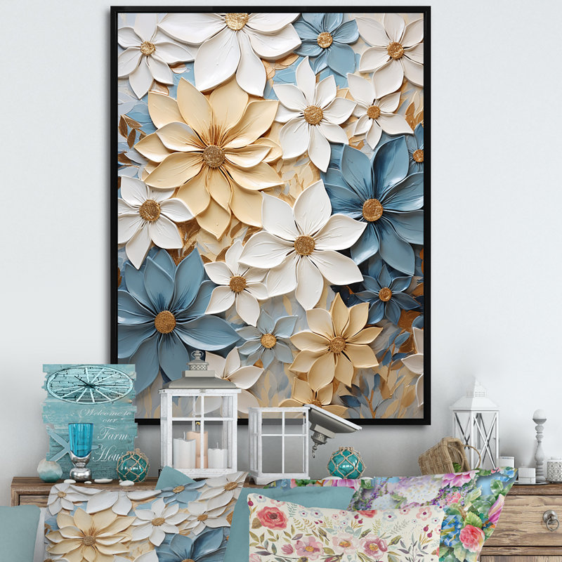 Poinsettias Crafted Delights II, reproduction d'art sur toile, Cadre flottant noir, H 40 po x l 30 po x P 1,5 po