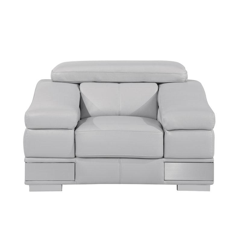 Chaise en cuir italien à grain supérieur, Gris clair