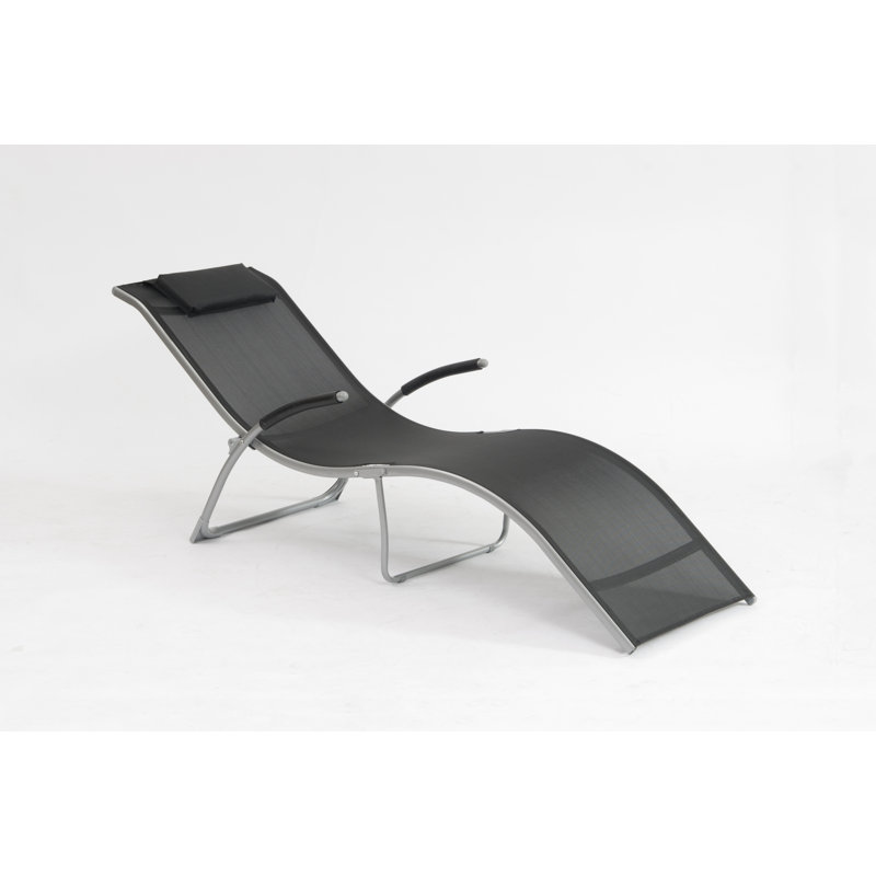 Lamar 173cm Long Single Chaise with Cushions, Black
