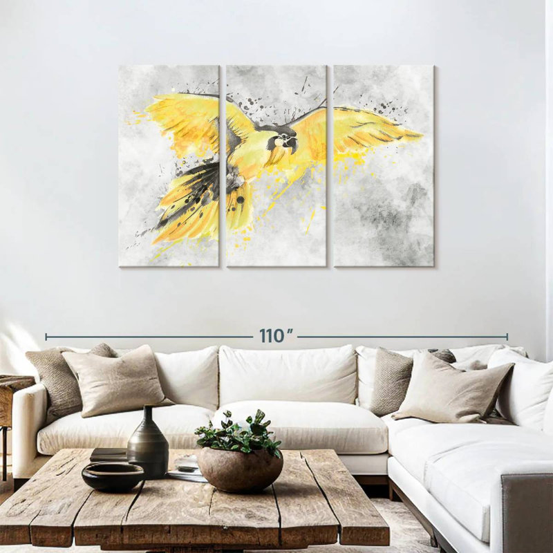 Brampt Yellow Macaw, 48" H x 74" W