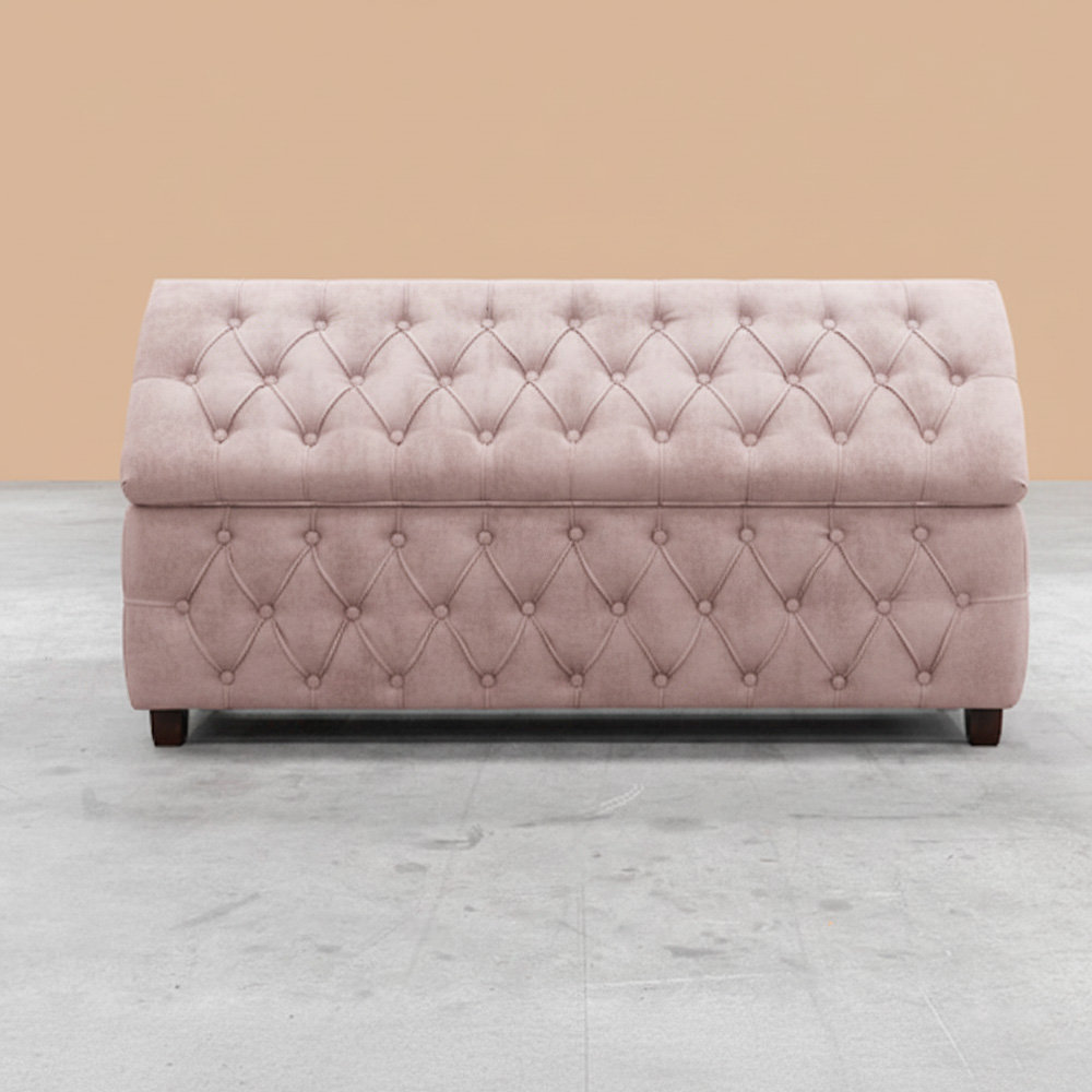 Riga Wide Velvet Tufted Rectangle Solid Color Ottoman Box with Storage, Upholstered Footstool Shoes Bench with Legs