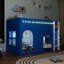 Lit mezzanine pour enfants avec éclairage à DEL chaud intégré et conception de maison de campagne-144310943
