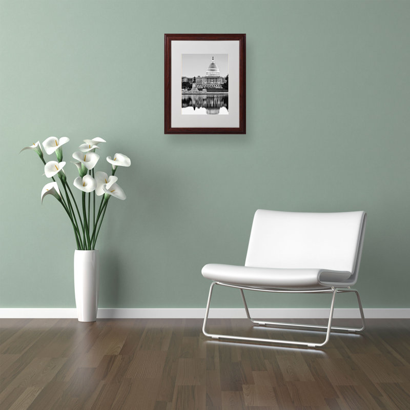 Brown Framed Capitol Reflections II Canvas Print, 20" x 17"