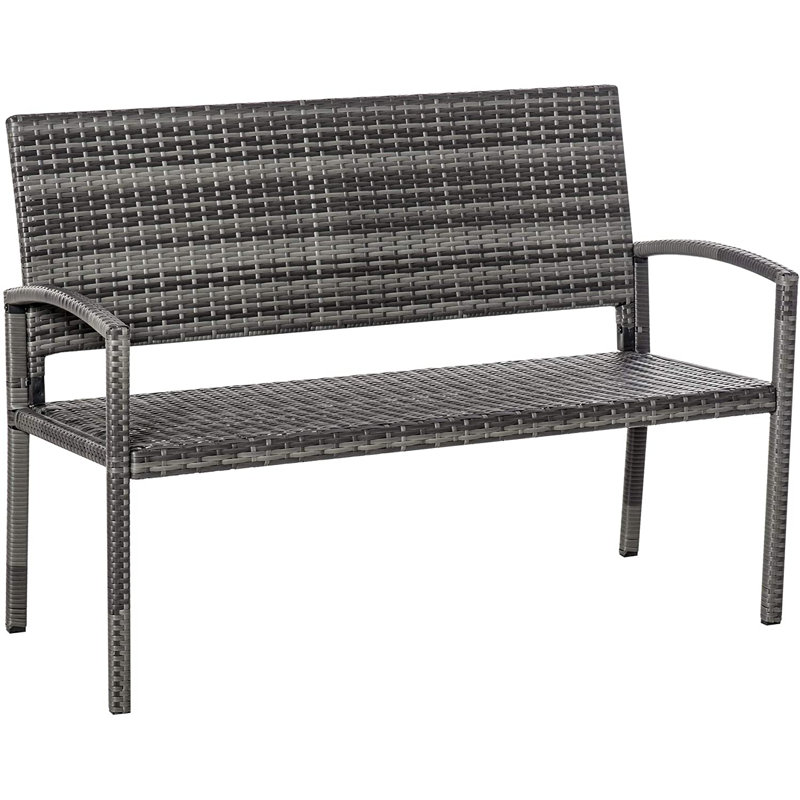 Roxane Rattan Traditional Bench, Grey