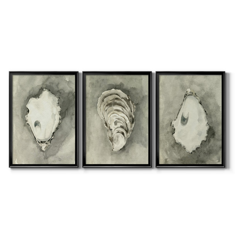 Neutre Oyster Shell I - Toile tendue avec châssis sur mesure - 3 pièces, H 30 po x l 63 po
