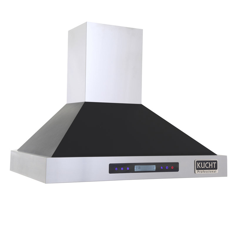 KUCHT Professional 36 in. Wall Mounted Range Hood 900CFM in Black, Black, 28.75" H x 35.5" W x 22" D