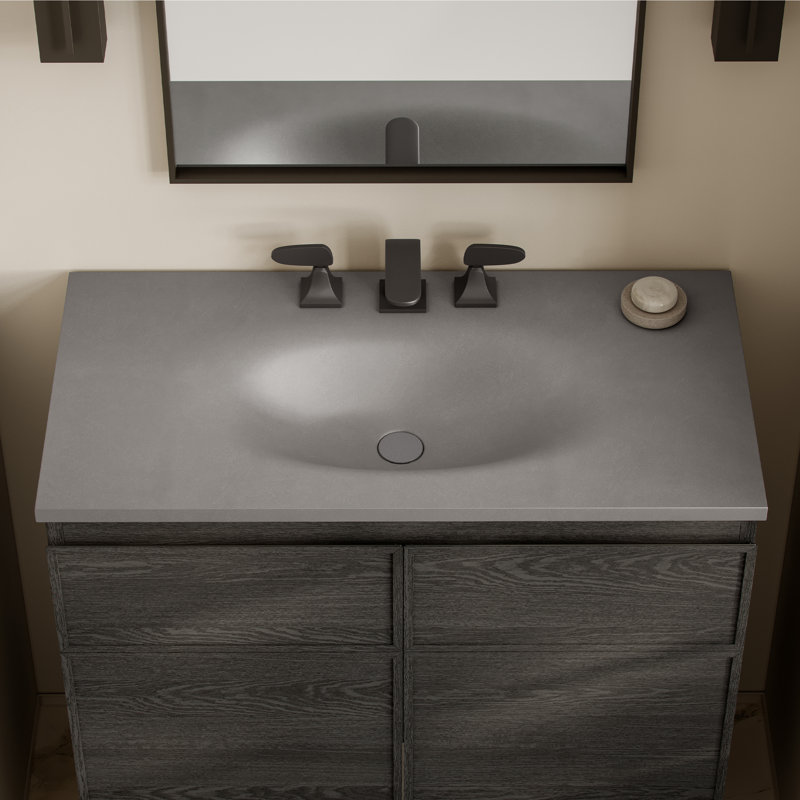 Comptoir de meuble-lavabo en béton, Gris mat foncé, 8 po