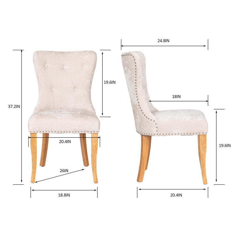 Bristol 49cm H Polyester Blend Upholstered Side Chair, Beige
