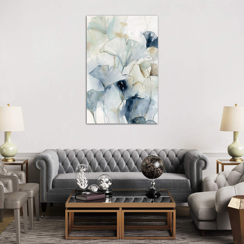Indigo Gingko I - Painting on Canvas, No Frame, 152.5 cm H x 101.5 cm W x 3.175 cm D