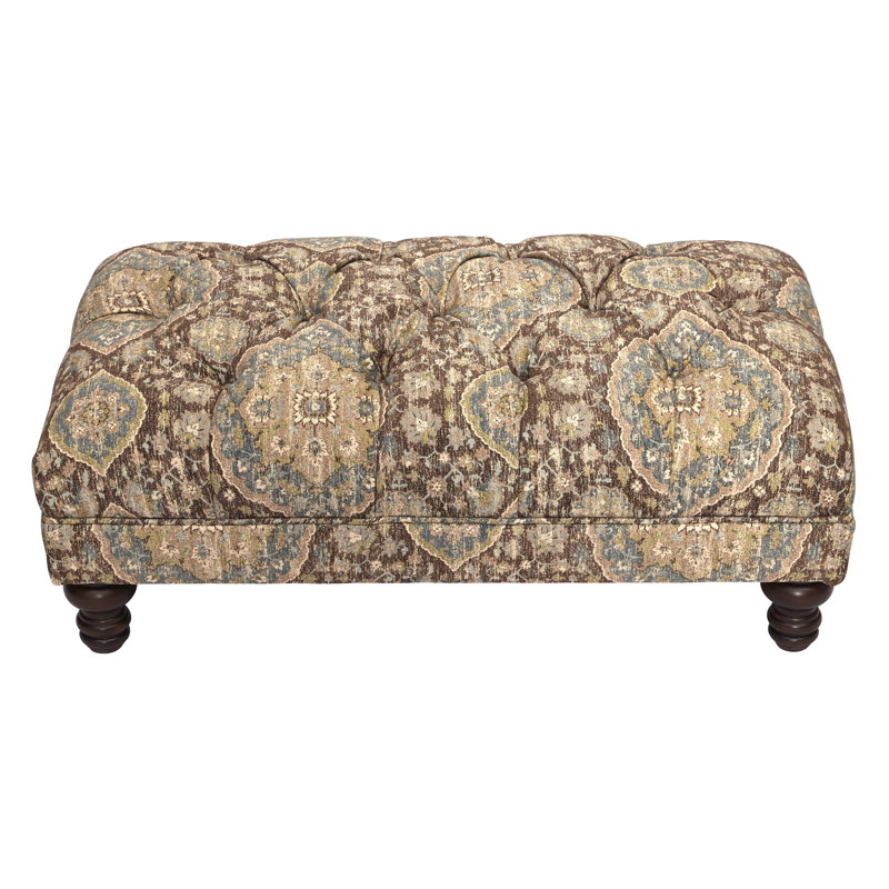 Emmeline Upholstered Ottoman, Brown Polyester Blend